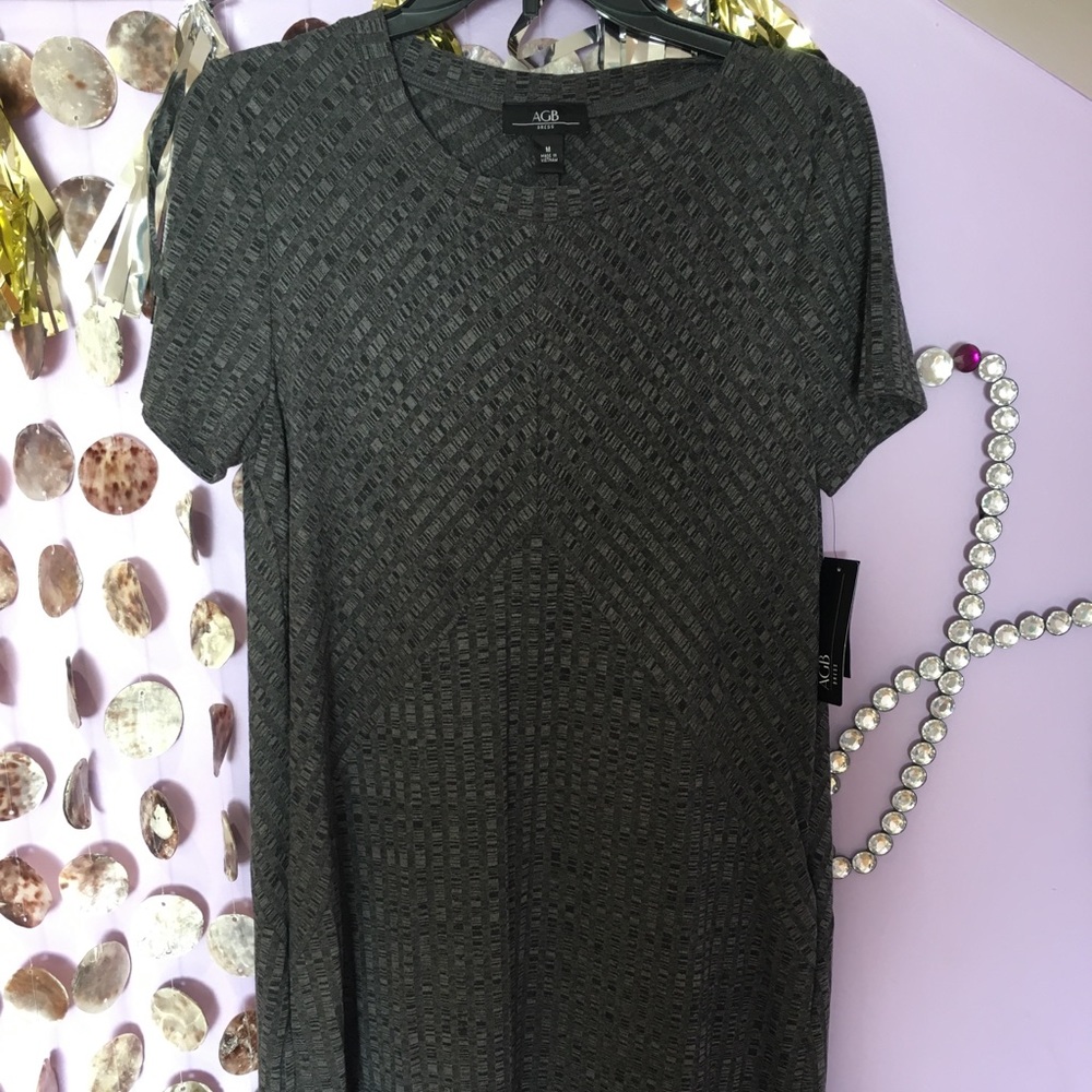 Gray Dress with Textured Squares